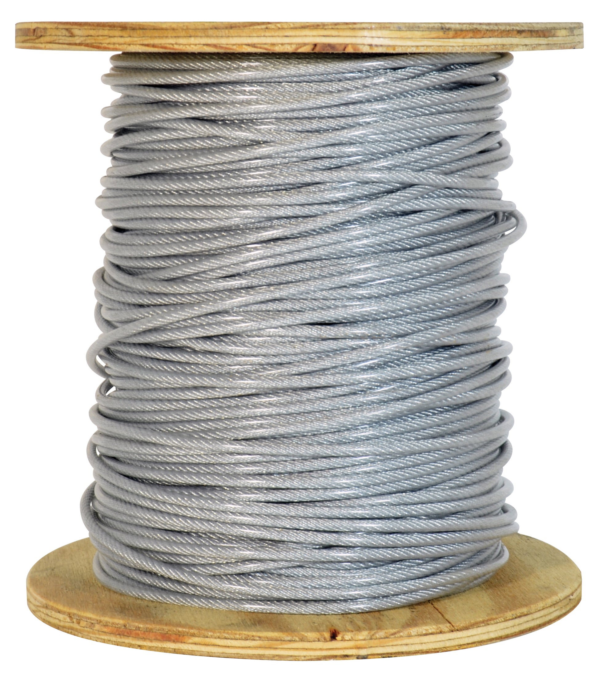 1/8 Inch x 3/16 Inch x 250 ft 7X7 Strands 1700 Lb Clear Vinyl Coated High Carbon Steel Galvanized Aircraft Cable