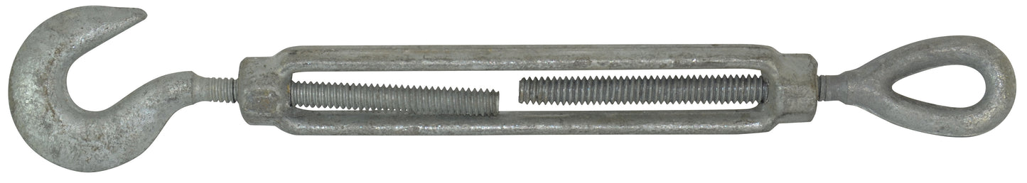 1/4 Inch x 4 Inch Hot Galvanized 1030 Carbon Steel Hook and Eye Turnbuckle