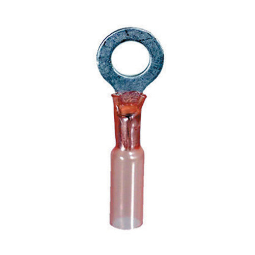 22-18 Gauge Ring Termianl 3/8" Stud Heat Shrink Nylon Insulated Ring Terminal Red
