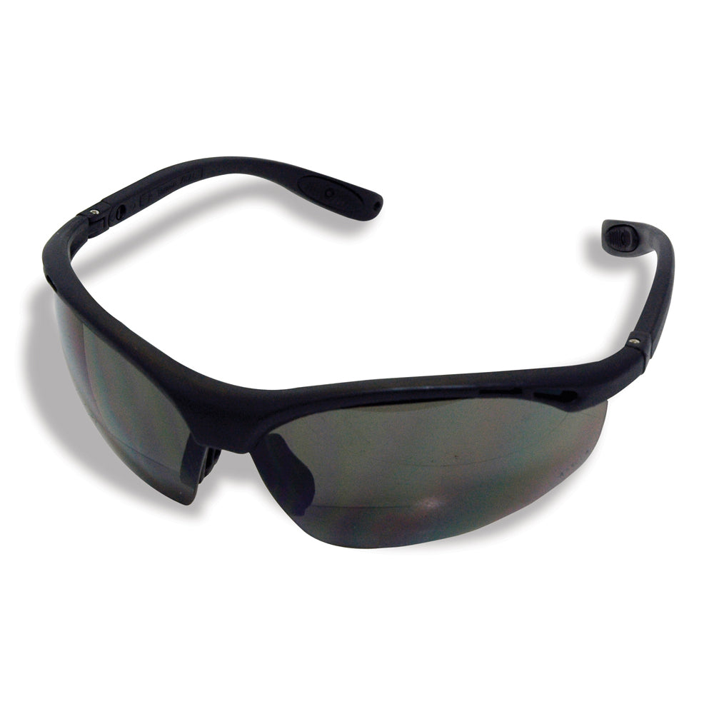 1.5 Diopter Smoke Lens Black Frame Polycarbonate Cheaters Bi-Focal Eyewear