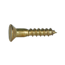 #6 x 1/2 Inch Plain Brass Slotted Flat Head Wood Screw