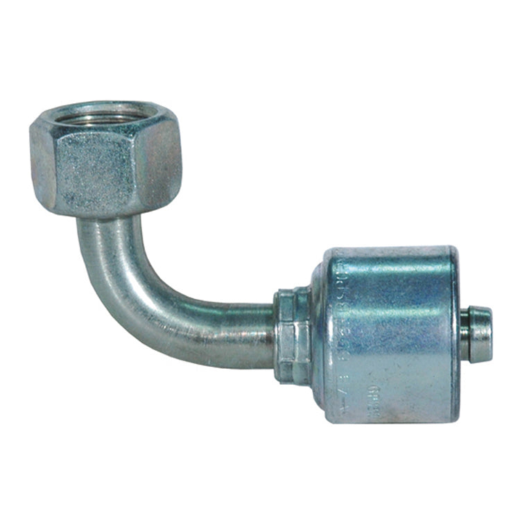 1/2 Inch x 1/2 Inch Female British Standard Parallel Pipe O-Ring Swivel - 90 Degree Bent Tube Tuffcoat Lead Free MegaCrimp Coupling