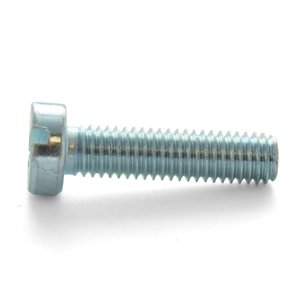 M6 x 1 x 25 mm Coarse Class 4.8 Zinc Plated Steel Slotted Drive Cheese Head Machine Screw