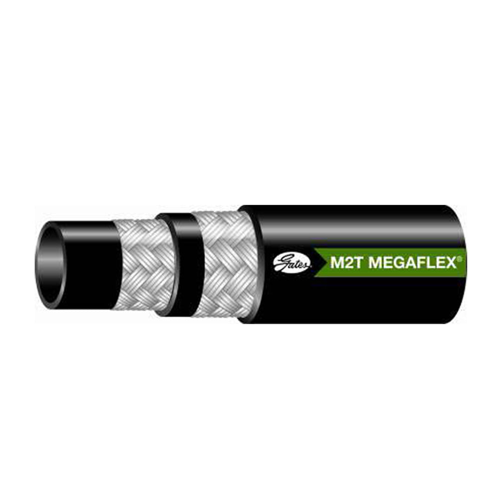 1/2 Inch ID x 0.82 Inch OD Black Synthetic Rubber M2T MegaFlex 2-Wire Braid Hose - Sold Per Foot
