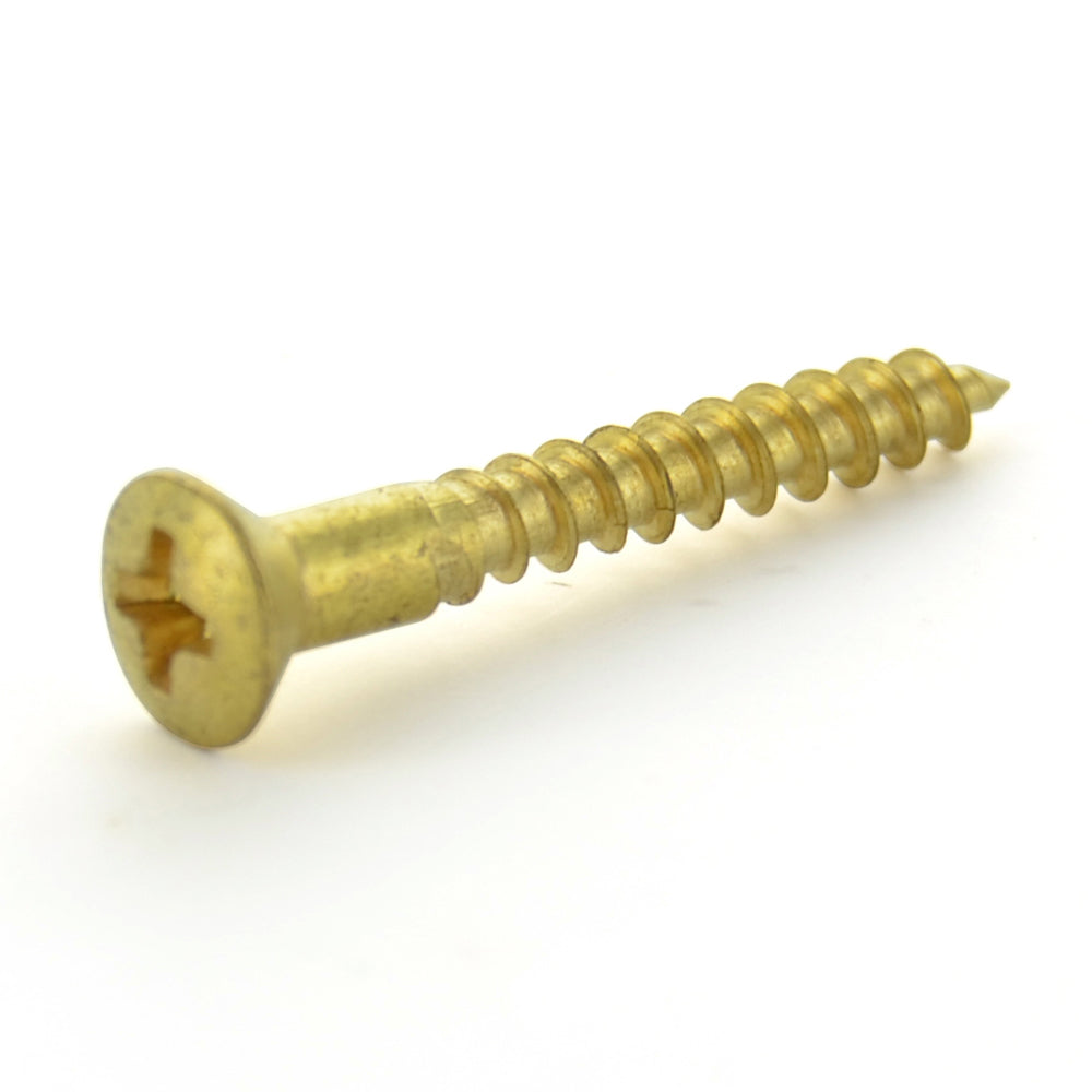 #8 x 3/4 Inch Plain Brass Phillips Oval Head Wood Screw