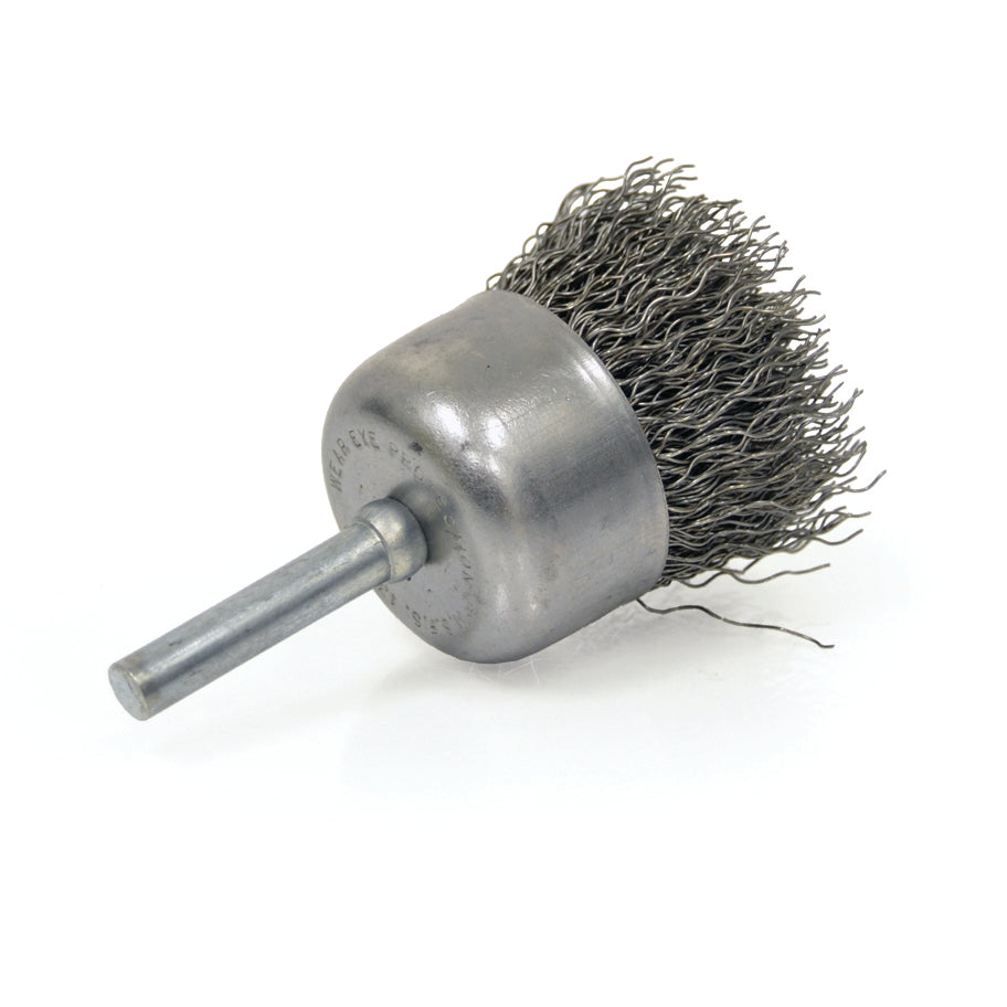 1-3/4 Inch x 0.012 Inch x 1/4 Inch Stem Mounted Carbon Steel Crimped Wired Cup Brush
