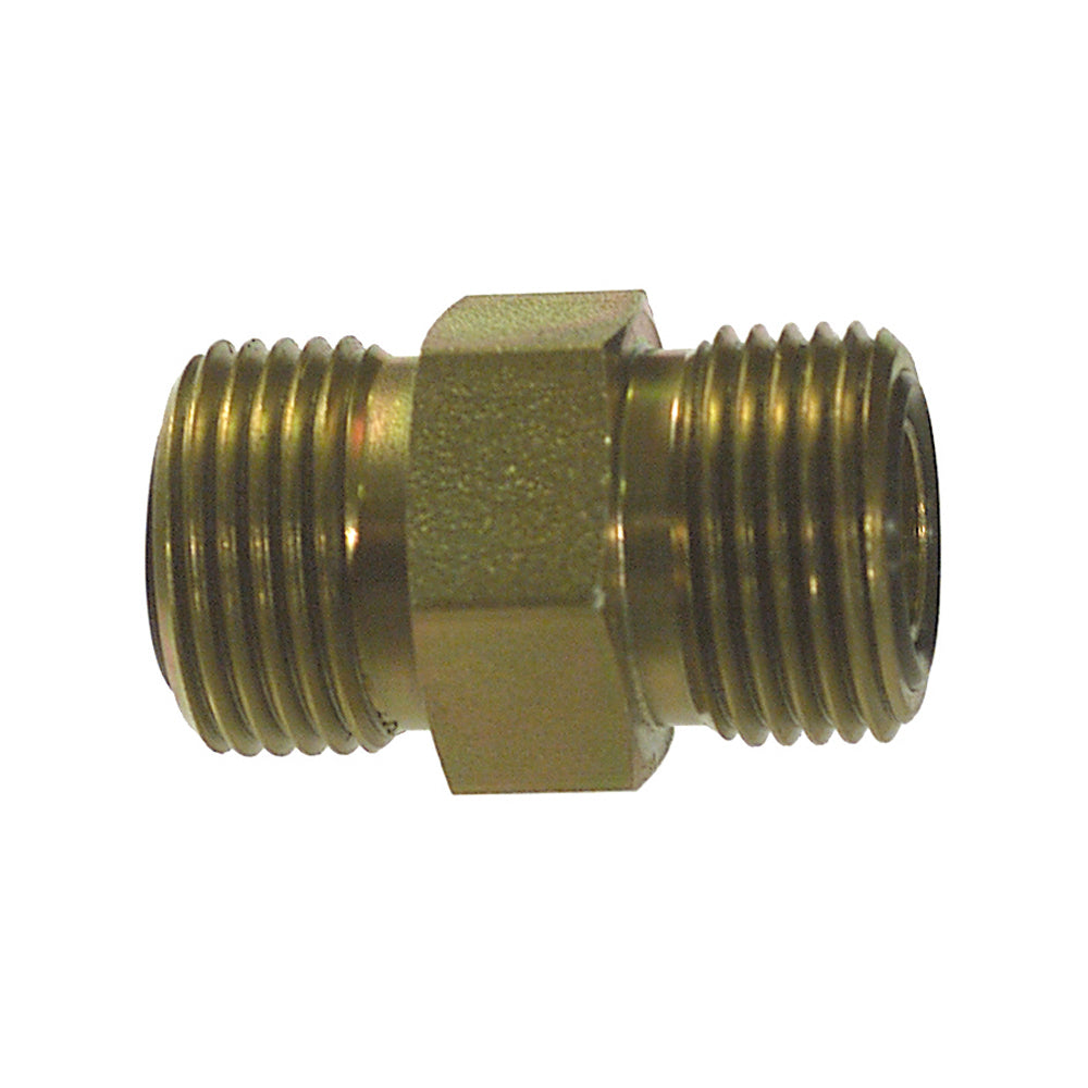3/4 Inch 6000 psi Zinc Plated With Clear Trivalent Chromatic Carbon Steel Flat Face O-Ring Adapter - Union