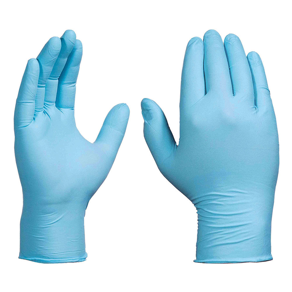 Ammex Medium 5 Mil Palm 6 Mil Fingertip Blue Textured Nitrile Powder Free GloveworksÂ® Premium Industrial Glove - 100 Per Box