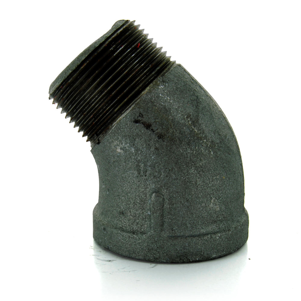 1-1/4" Schedule 40 Female NPT Black Welded Malleable Iron 45 Degree Street Elbow USA