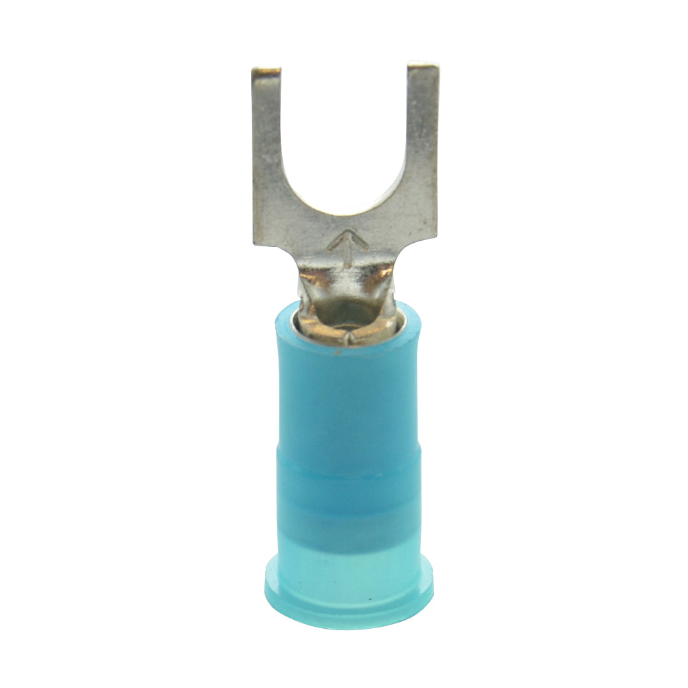16-14 Awg #10 Stud Blue Nylon Insulated Block Fork Terminal