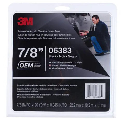 7/8 Inch x 60 Foot 3M Scotch-Mount Double-Coated Acrylic Foam Tape Black