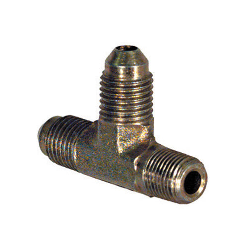 1/4 Inch x 3/8 Inch 10000 psi Zinc Plated Yellow Dichromate Carbon Steel Male Run Tee Male Jic x Male Jic x Male Pipe Jic 37 Degree Adapter