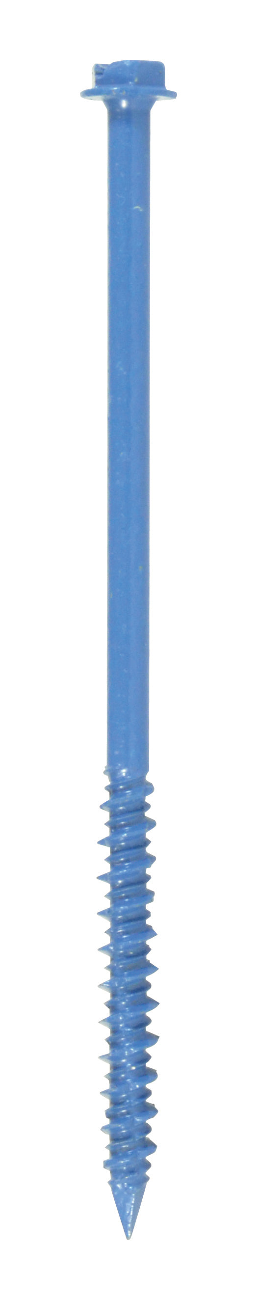 3/16 Inch X3-3/4 Inch Slotted Hex Head Concrete Screw Anchor Blue Ceramic Coated Carbon Steel