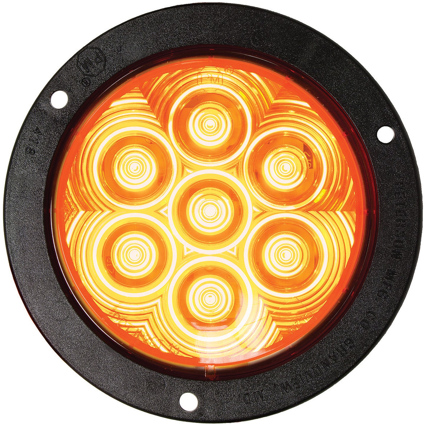 LED Stop/Turn/Tail- Round- AMP- Flange-Mount 4?- Amber
