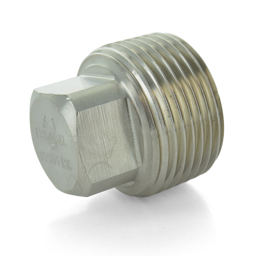3/4" Schedule 80 316 Stainless Steel Heavy Duty Square Plug