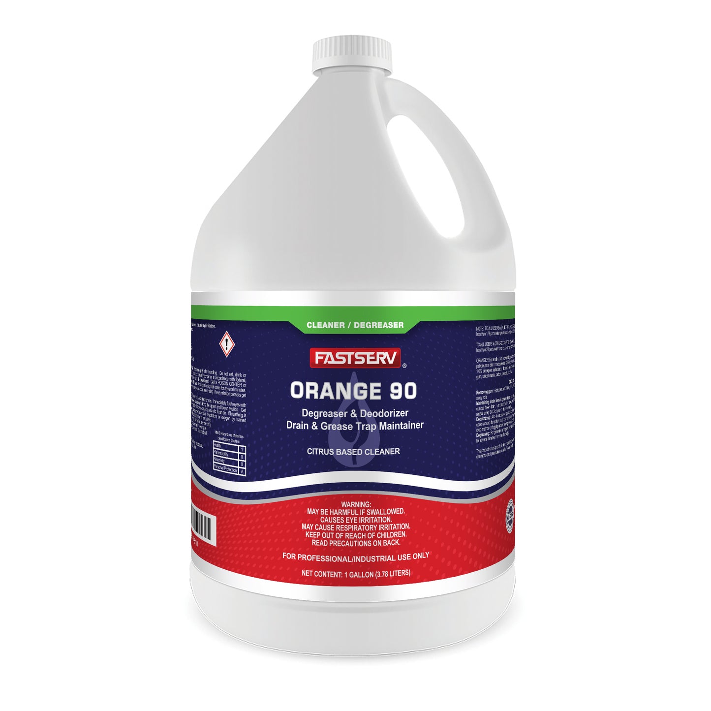 Fastserv Orange 90 Heavy-Duty Citrus Degreaser & Deodorizer - 1 Gallon Bottle