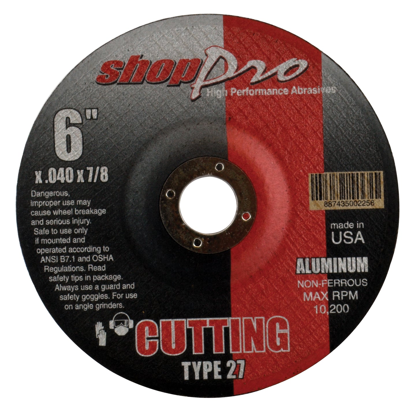 Shop Pro Type 27 Aluminum Cut-Off -  6" x .040" x 5/8"