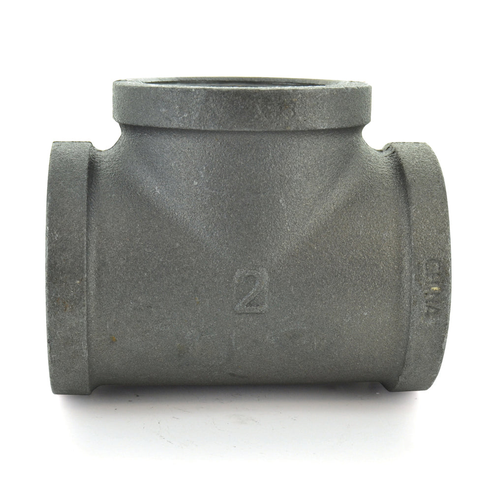 2" Schedule 40 Malleable Iron Straight Tee Black