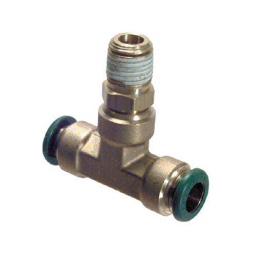 3/8 Inch x 3/8 Inch Nickel Plated Brass Push-In Male Branch Tee Swivel