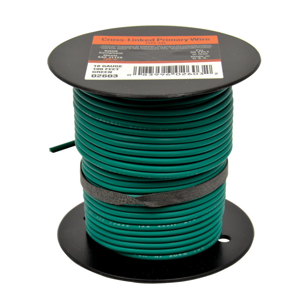 14 Awg Cross Link Primary Wire 100 Foot Roll Green