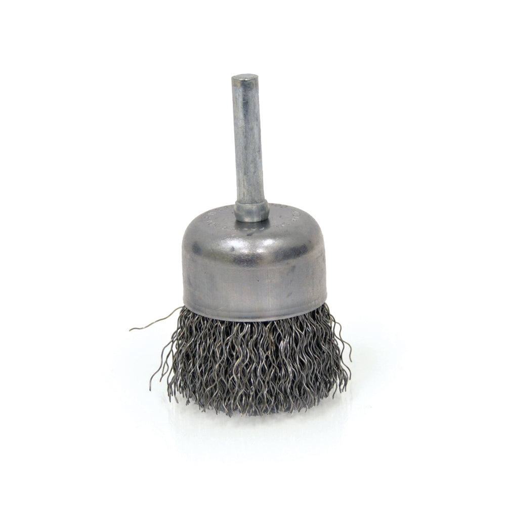 1-3/4 Inch x 0.012 Inch x 1/4 Inch Stem Mounted Carbon Steel Crimped Wired Cup Brush