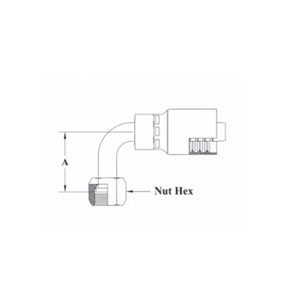 1/2 inch Hose x  1X14  O-Ring Face Seal 90 Female Swivel