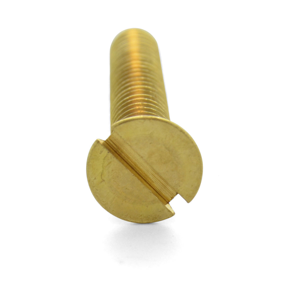 3/8-16 x 3/4 Inch Coarse Plain Brass Slotted Drive Flat Countersunk Head Machine Screw