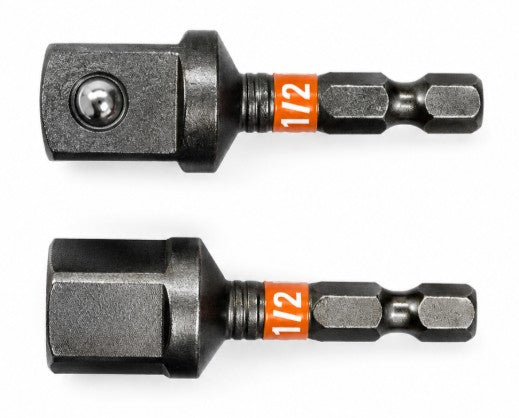1/4 Inch Input Hex X 1/2 Inch Output Square Drive 1/4 Inch Hex (Input) Square (Output) Shank 2 Inch Length Steel Shockwave™ Socket Adapter