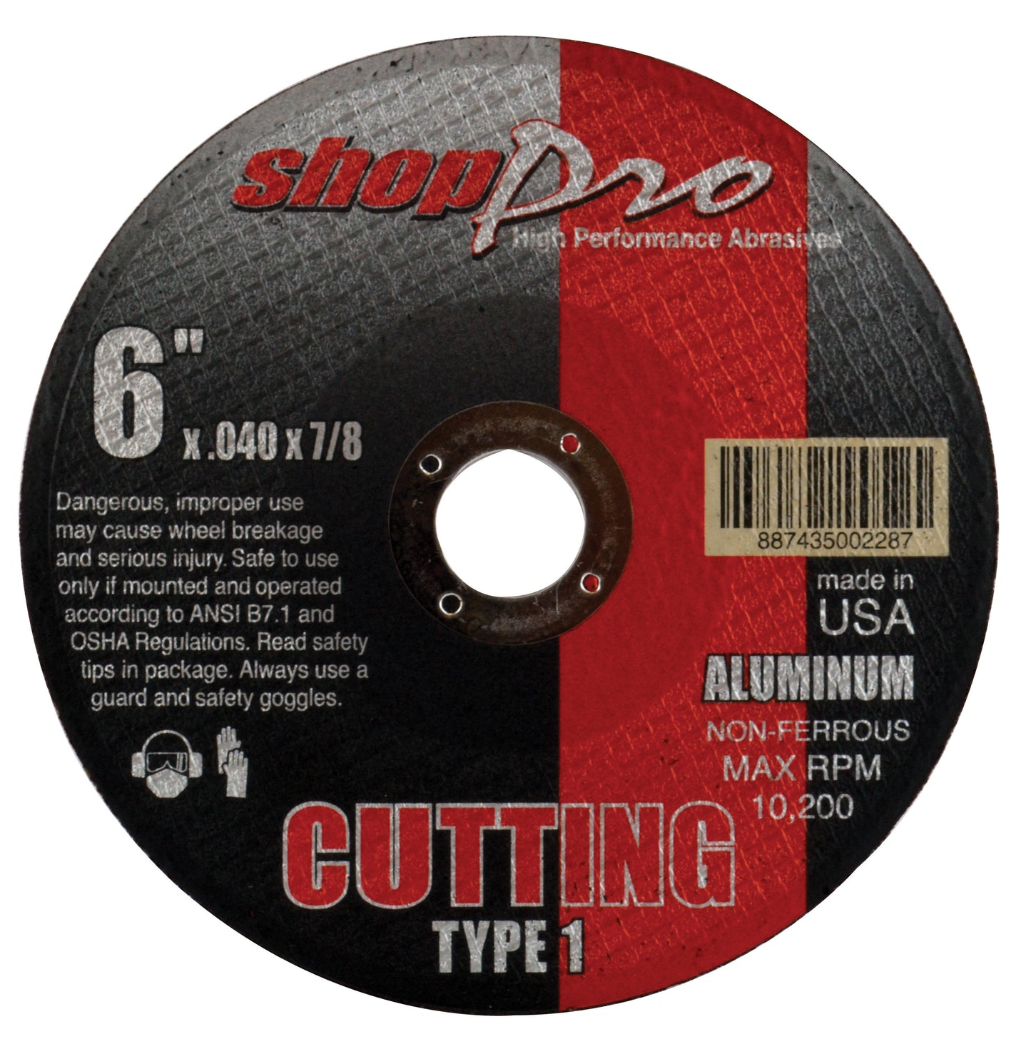Shop Pro Type 1 Aluminum Cut-Off Wheel -  6" x .040" x 7/8"