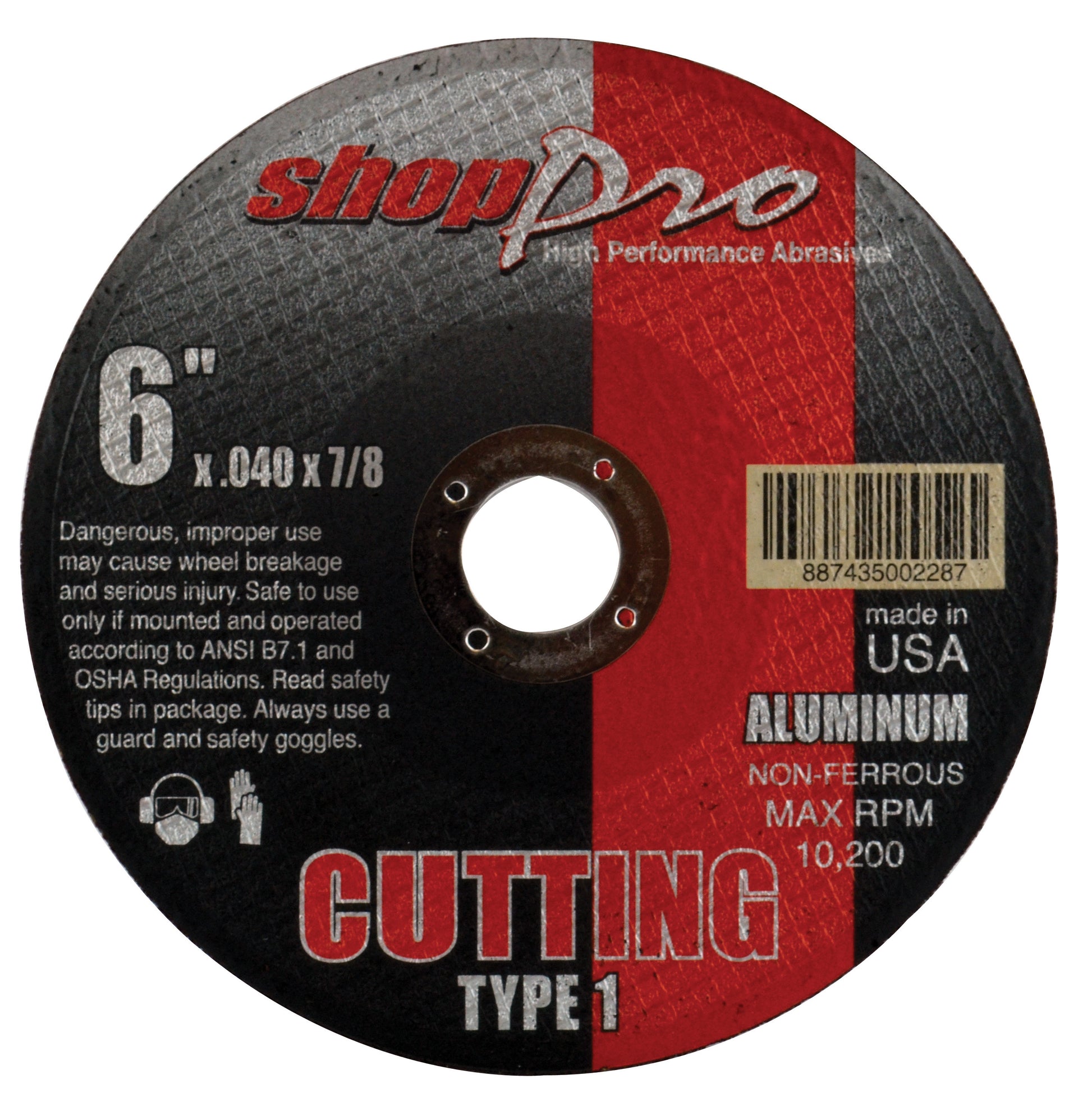 Shop Pro Type 1 Aluminum Cut-Off Wheel -  6" x .040" x 7/8"
