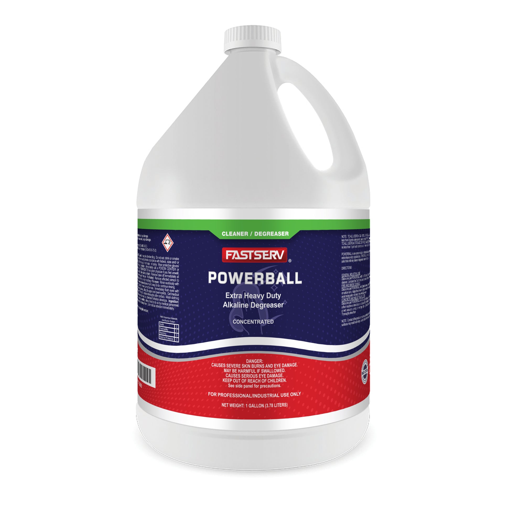 Fastserv Powerball Extra Heavy-Duty Alkaline Degreaser - 1 Gallon - Bottle