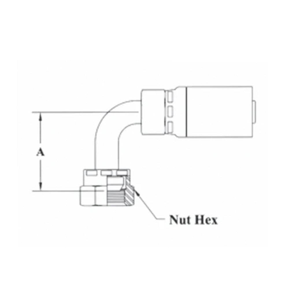 Female British Standard Parallel Pipe (BSPP) Swivel 90 Elbow 3/8 Inch Hose X 3/8 Pipe