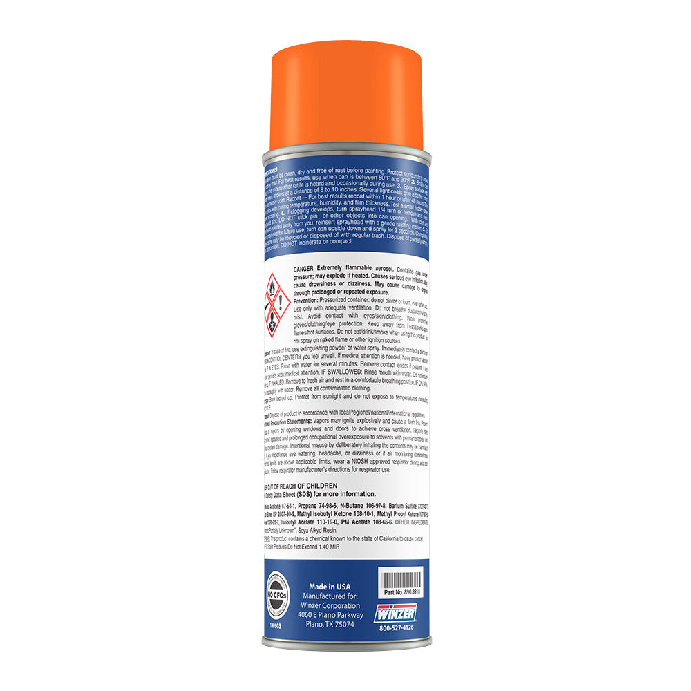 Winzer High Solids Gloss Lift Equipment Orange (Jlg) Spray Paint 16 Oz Net Wt - Aerosol