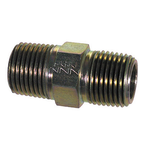 1/2 Inch x 1/4 Inch 6000 psi Zinc Plated Yellow Dichromate Carbon Steel Hex Pipe Nipple
