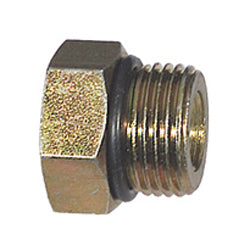 7/8 Inch 5500 psi Zinc Plated Yellow Dichromate Carbon Steel Male Boss O-Ring Adapter - Plug