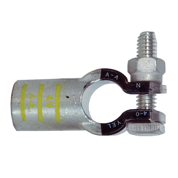 4/0 Awg Yellow A-A Electro-Tin Plated Solid Cast Copper Heavy Duty Negative Eco-MaxÂ® Straight Battery Terminal