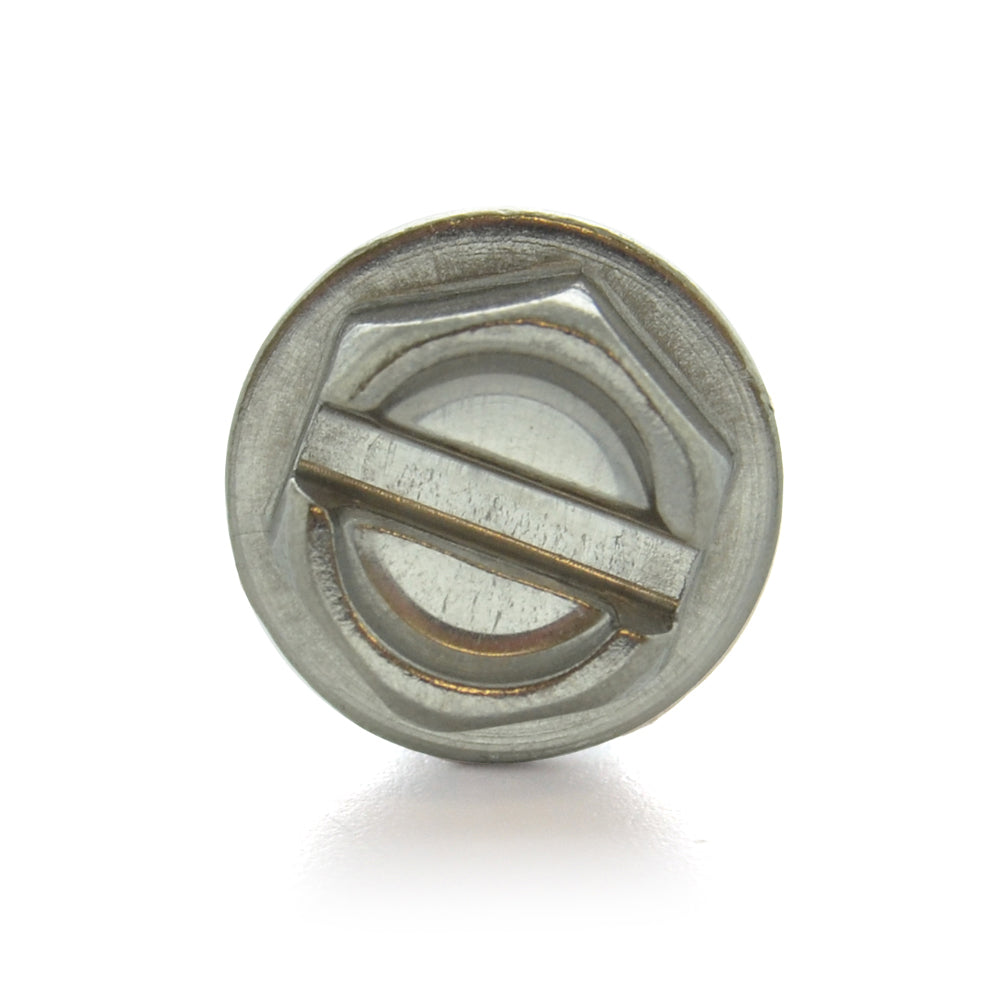 #10-24 x 1 Inch Coarse Plain 18-8 (A2) Stainless Steel Hex Slotted Drive Indented Hex Washer Head Machine Screw