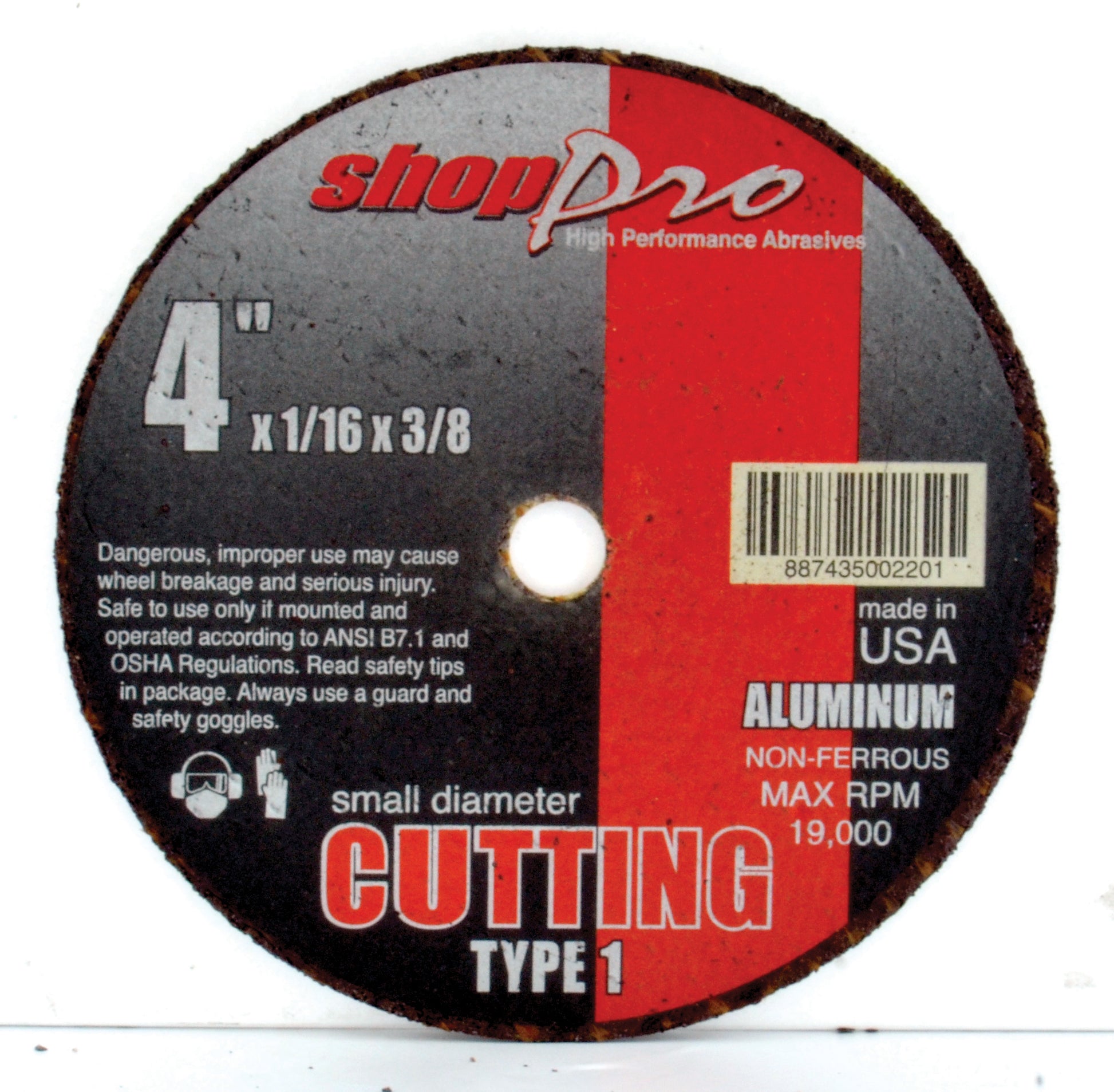 Shop Pro 4 Inch x 1/16 Inch x 3/8 Mini Type 1 Aluminum Cut-Off Wheel