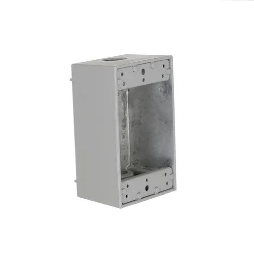 1-Gang Weatherproof Box- Three 1/2 in. Threaded Outlets- Gray