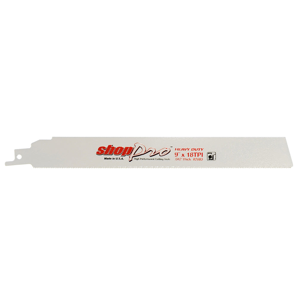 ShopPro 9 x 1 x .042 Power Edge Heavy-Duty Reciprocation Saw Blade - 18 Tpi