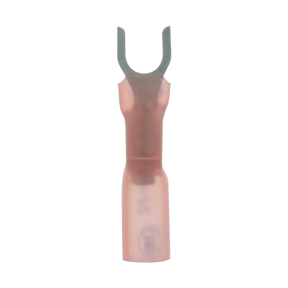 22-18 Gauge Fork Spade Terminal #8 Stud Heat Shrink Nylon Insulated Red