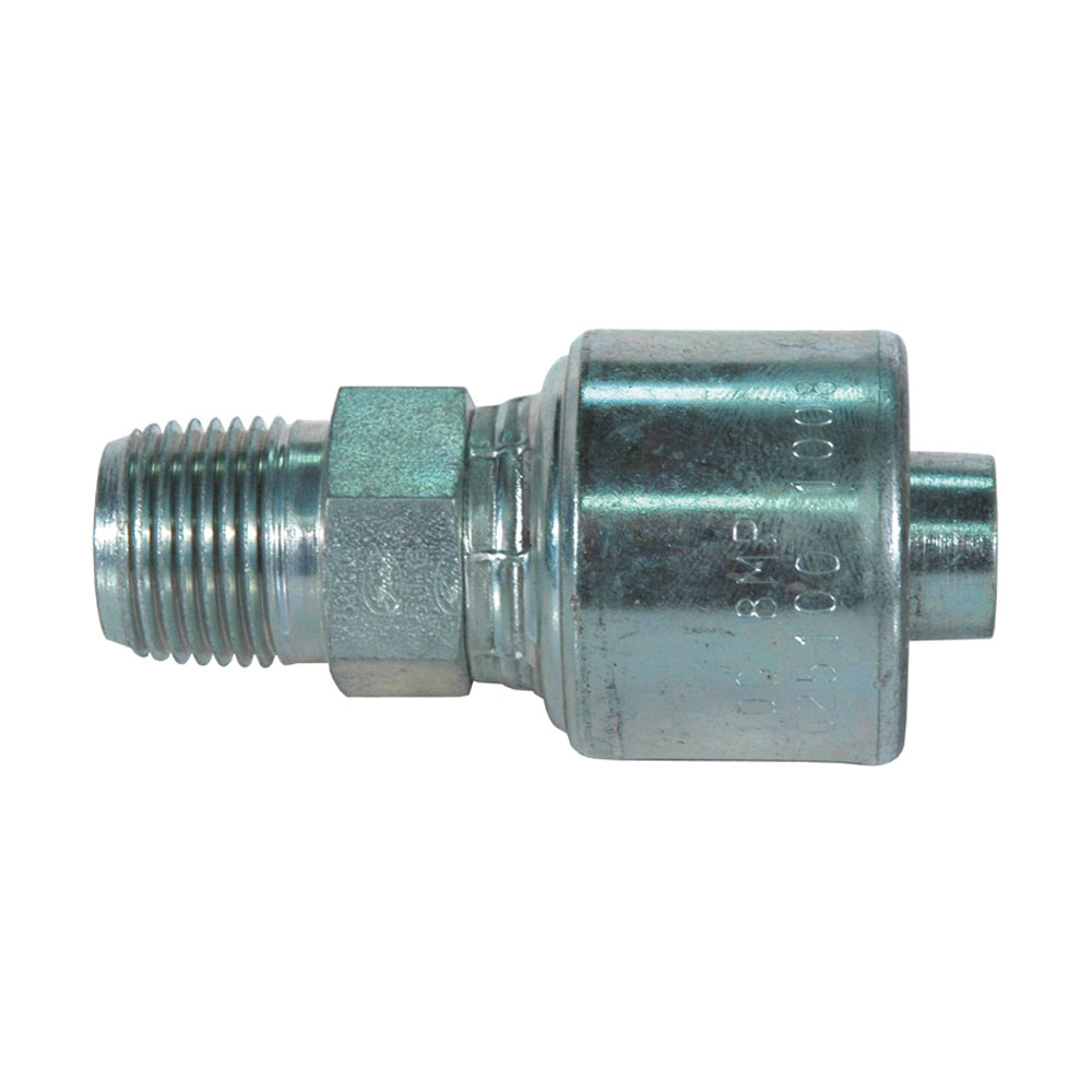 1/2 Inch x 1/2 Inch Male Pipe (NPTF - 30 Degree Cone Seat) Tuffcoat Lead Free MegaCrimp Coupling