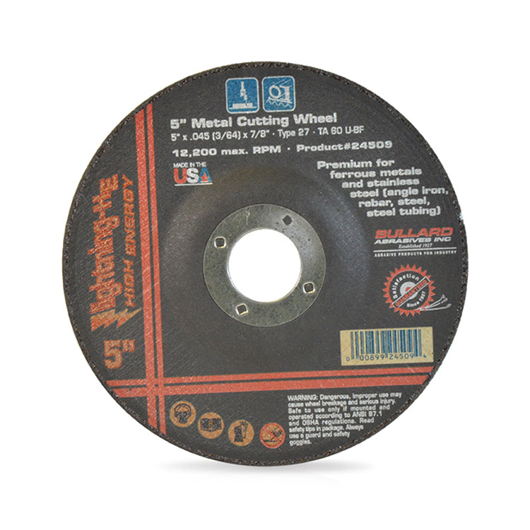 5 Inch x .045 Inch x 7/8 Inch ZA60-S-BF Quickie Cutâ„¢ Thin Reinforced Cut-Off Wheels Type 27