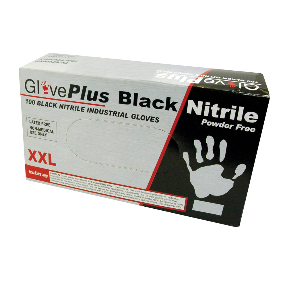 2X-Large 5 Mil Black Textured/Micro-Roughened Nitrile Powder Free Gloveplus Premiumindustrial Glove -100 Per Box
