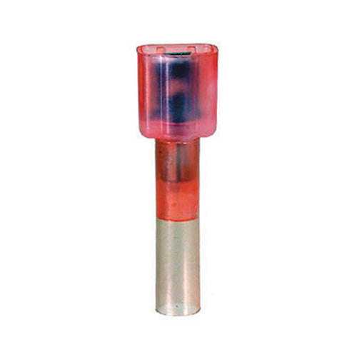 22-18 Gauge Male Push On Connector 1/4" Tab Fully Insulated Heat Shrink Nylon Red