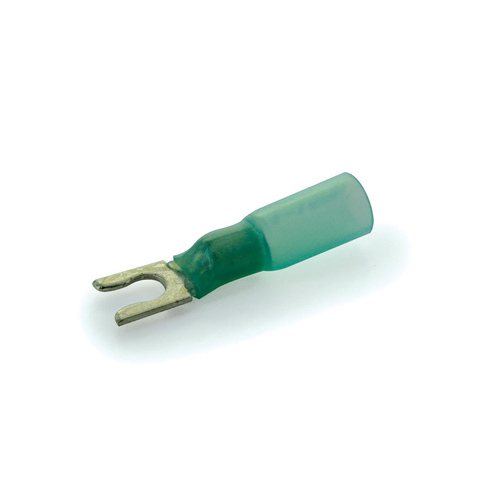 16-14 Gauge Snap Spade (Fork) Terminal #8 Stud Heat Shrink Nylon Insulated Blue