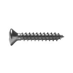 #4 x 1 Inch Plain 18-8 (A2) Stainless Steel Oval Slotted Type-A Self-Tapping Sheet Metal Screw
