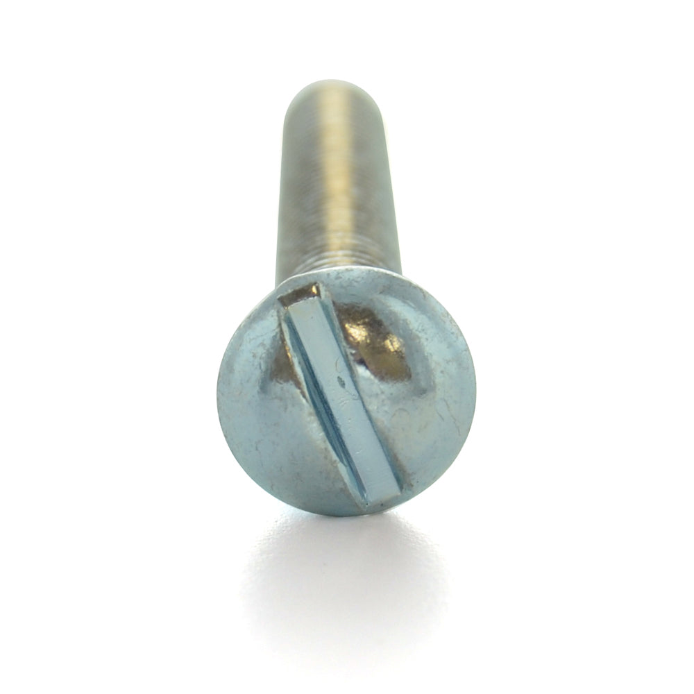 #10-32 x 1 Inch Fine Zinc Plated Steel Slotted Drive Round Head Machine Screw
