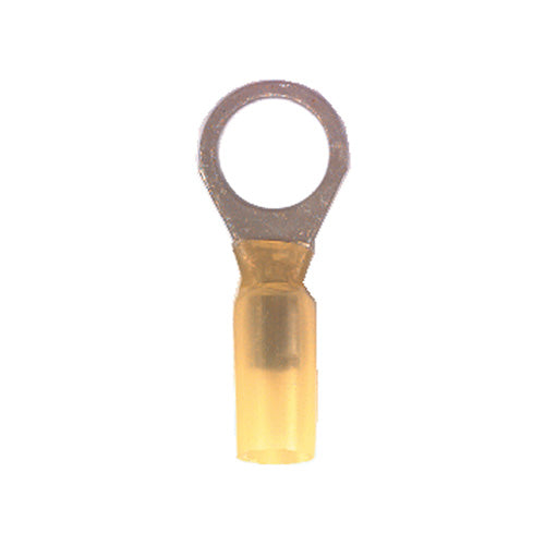 12-10 Gauge Ring Terminal Solder Shrink Nylon Insulated 1/2" Stud Yellow