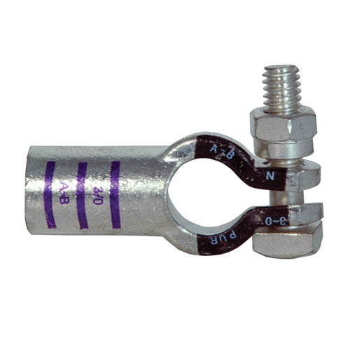 3/0 Awg Purple A-B Electro-Tin Plated Solid Cast Copper Heavy Duty Negative Eco-MaxÂ® Straight Battery Terminal
